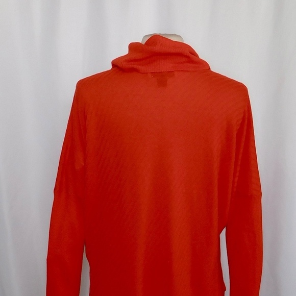 ST. JOHN Red Orange Cowl Neck Wool Asymmetrical Pullover Sweater Knitwear Medium - Picture 7 of 11
